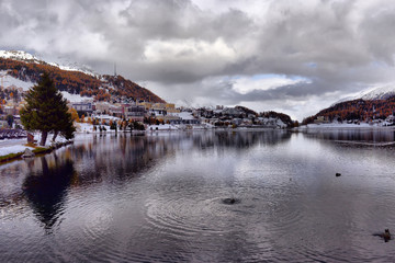 Generic view of frozen lake of St.Moriyz during a winter season