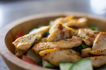 Grilled chickeen on a salad 