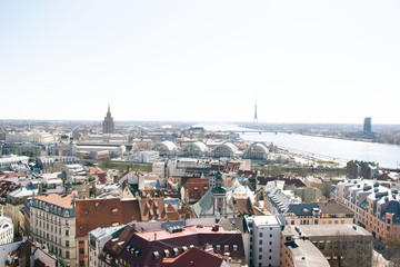 Fototapeta na wymiar Top view of the old Riga, Latvia 13 April 2019