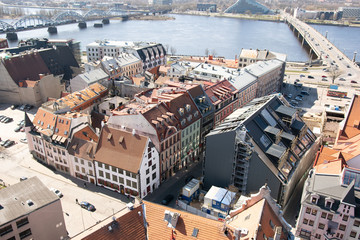 Top view of the old Riga, Latvia 13 April 2019