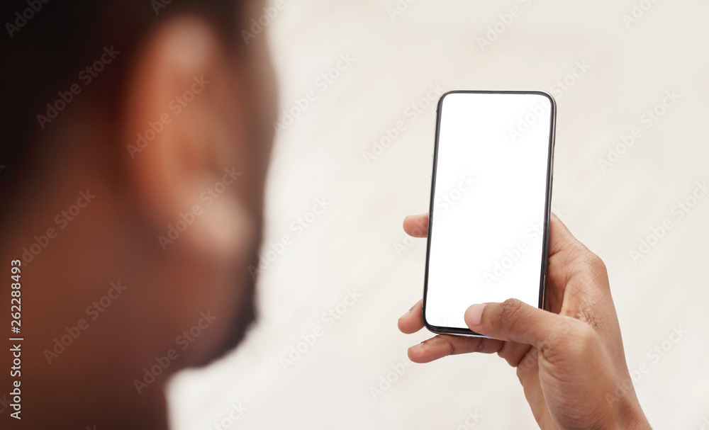 Poster Man using mobile smartphone with blank screen