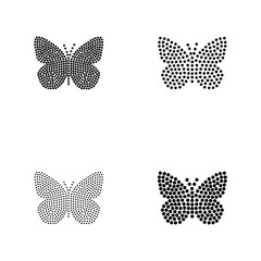 4 inch wide vector butterfly-shaped blackline for rhinestones or rhinestuds