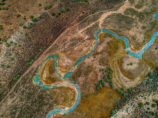 Aerial View of Sevier river in Utah, USA