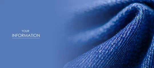 Fototapeten Blue jeans fabric cloth material texture textile macro pattern blur background © Kabardins photo