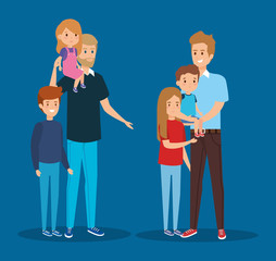 smile fathers friends with their daughter and sons