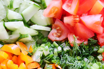 A plate of salad from chopped vegetables.