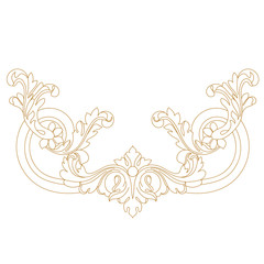 Golden vintage baroque ornament, corner. Retro pattern antique style acanthus.