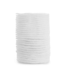 Stack of cotton pads isolated on white