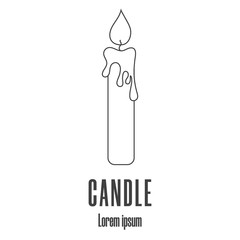 Line style icon of a candle. Religional logo. Clean and modern vector illustration.