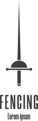 Silhouette icon of a rapier. Fencing, swordplay logo. Clean and modern vector illustration.