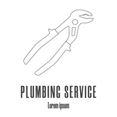 Line style icon of a water cimping pliers. Plumbing or repair service logo. Clean and modern vector illustration.