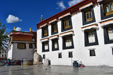 Tibet, Lhasa. Ancient temple of Jokhang in June
