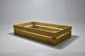 Handmade wooden crates in various colours