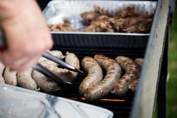 sausages on the grill
