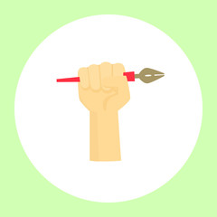 Image of an artist's hand squeezing his favorite tool. Vector illustration