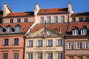Obraz premium Row of tenement houses on the Old Town Market Place in Warsaw city