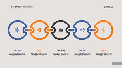 Five steps process chart slide template