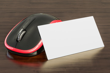 Business card for computer service or IT support company on the wooden desk background. 3D rendering