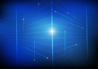 Obraz premium Vector : Perspective grid network on blue background