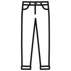 Men's pants outlined icon in white background