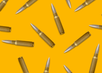 Naklejka premium Bullets on color background, flat lay
