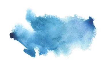 Fototapeten Abstract blue watercolor blot painted background. Isolated. © Liliia