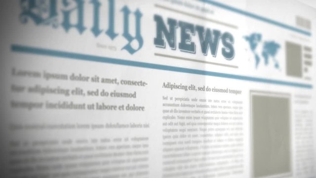 Scrolling 3d Newspaper Background/ 4k animation of an offset scrolling newspaper background with titles and fake texts and headings