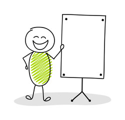 Funny stickman with empty white board. Vector