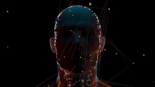 3d render of abstract face analysis. Biometric identification scan concept.  Authentication technology.