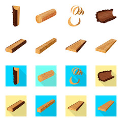 Vector illustration of tree   and raw  symbol. Collection of tree   and construction stock symbol for web.