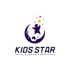 Obraz premium Reaching Stars Logo Design Template. Dream star logo. Kids Star Concept, Colorful, Creative Symbol