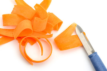 Carrot shavings and peeler knife