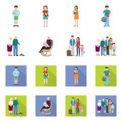 Isolated object of character and avatar  sign. Collection of character and portrait stock symbol for web.