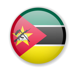 Mozambique flag round bright icon on a white background