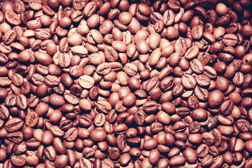 background of coffee beans. view from above.