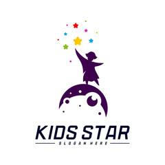 Reaching Stars Logo Design Template. Dream star logo. Kids Star Concept, Colorful, Creative Symbol