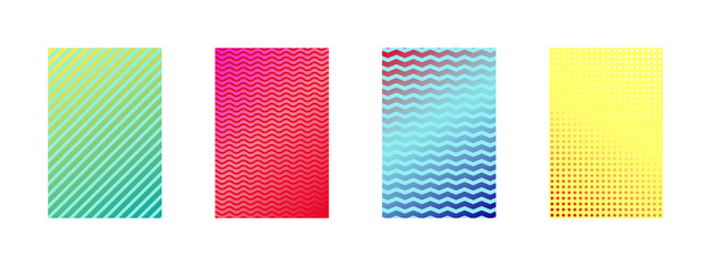 Set of vector abstract backgrounds. Modern geometric halftone gradient