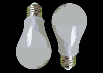 two realistic lightbulb isolated in black