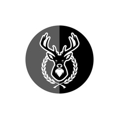 Silhouette of deer's head on a white background