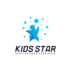 Obraz premium Reaching Stars Logo Design Template. Dream star logo. Kids Star Concept, Colorful, Creative Symbol