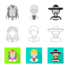 Isolated object of imitator and resident icon. Set of imitator and culture vector icon for stock.