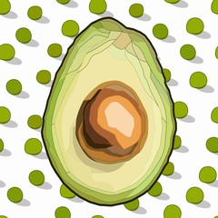 avocado realistic vector art with green dots