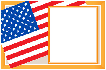 Obraz premium US flag gold frame card with empty space for text.