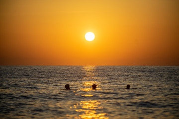 Early summer morning bright sky Beach in Crete