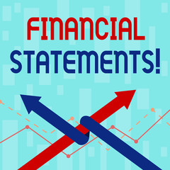 Writing note showing Financial Statements. Business concept for the formal records of the financial activities Two Arrows One Intertwined to Other Team Up or Competition