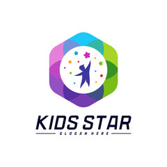 Obraz premium Reaching Stars Logo Design Template. Dream star logo. Kids Star Concept, Colorful, Creative Symbol