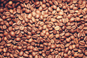 background of coffee beans. view from above.