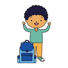 school boy and backpack