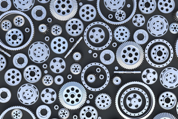 3D Rendering of Gears on Black Background
