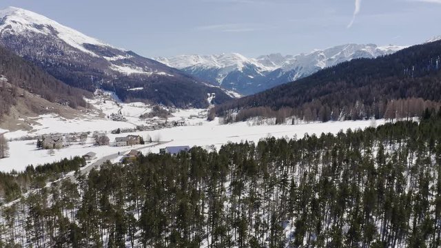 Aerial shot of Fuorn Pass or Ofen Pass in Switzerland
